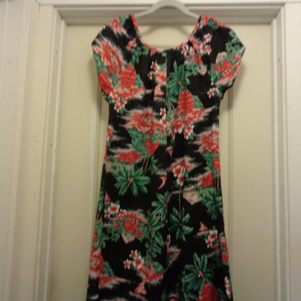 VTG HILO HATTIE TAHITI FLORALS COTTON MUMU M - Picture 5 of 7